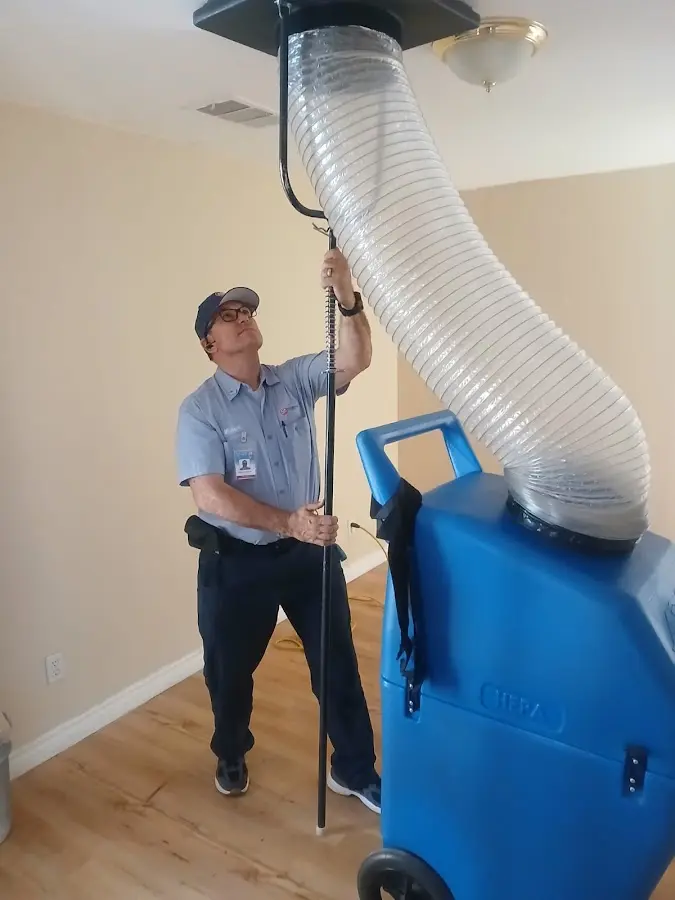 Mini Split Installation technician using HEPA equipment in Harrisburg